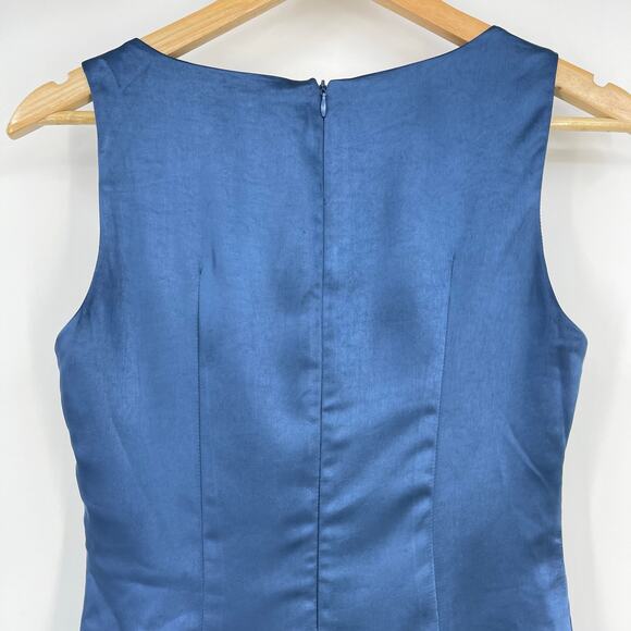 MORE TO COME | NWT Orana Mini Dress in Blue Satin Square Neck Sheath XS - Picture 8 of 13